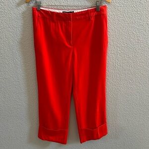 ZARA RED Cropped Cuffed TROUSERS PANTS Turn Up Hem SIZE Small